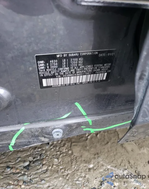 2021 Subaru Legacy Premium z USA, uszkodzony, nr VIN 4S3BWAC63M3011981